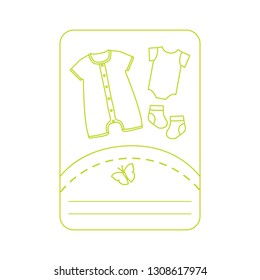 Vector illustration with baby clothes. Slip, socks, bodysuit. Things necessary for newborns.