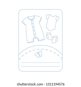 Vector illustration with baby clothes. Slip, socks, bodysuit. Things necessary for newborns.
