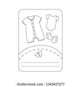 Vector illustration with baby clothes. Slip, socks, bodysuit. Things necessary for newborns.