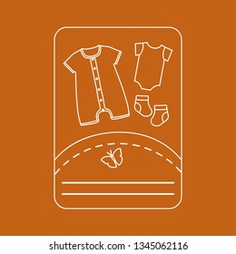 Vector illustration with baby clothes. Slip, socks, bodysuit. Things necessary for newborns.