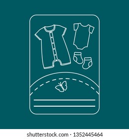 Vector illustration with baby clothes. Slip, socks, bodysuit. Things necessary for newborns.