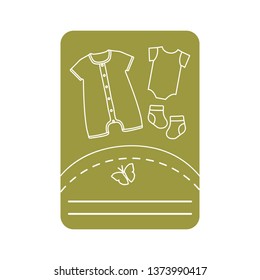 Vector illustration with baby clothes. Slip, socks, bodysuit. Things necessary for newborns.