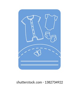 Vector illustration with baby clothes. Slip, socks, bodysuit. Things necessary for newborns.