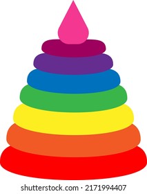Vector illustration of baby colorful pyramid. Children's toy