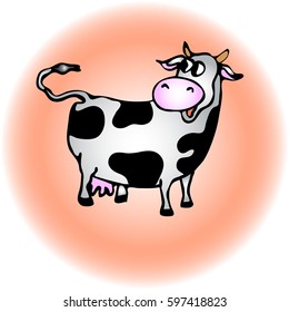 Vector illustration of baby cow. Isolated cartoon animal