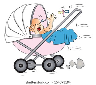 Vector Illustration Baby Crying Pram Stock Vector Royalty Free