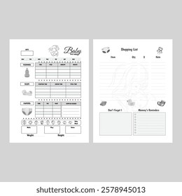 Vector illustration of baby daily log book