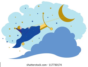 vector illustration of baby dreams in the night