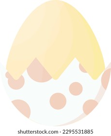 Vector illustration of a baby egg. Kawai egg with pink spots. Decorated hard boiled egg.