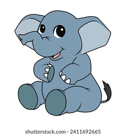 Vector Illustration of Baby Elephant Cartoon Art