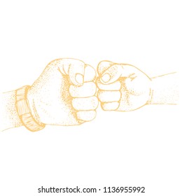 Vector illustration of a baby fist and daddy fist