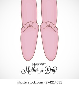 Vector illustration of a baby foot for Happy Mother's Day.