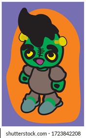 Vector Illustration Of Baby Frankenstein