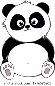 Vector illustration, baby funny bear panda, on a white background.