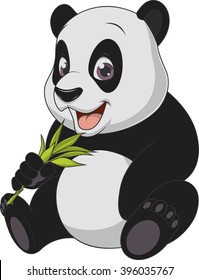 Vector illustration, baby funny bear panda, on a white background.