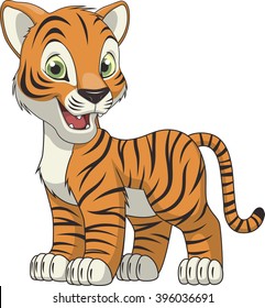 Vector illustration, baby funny tiger, on a white background.