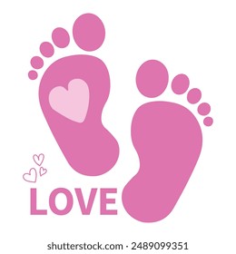 Vector illustration of baby girl footprint