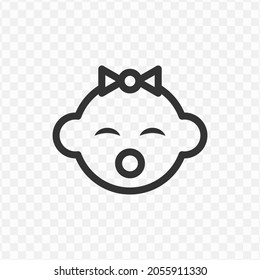 Vector illustration of baby girl icon in dark color and transparent background(png).