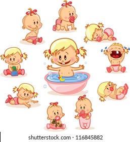 Vector illustration of  baby girls