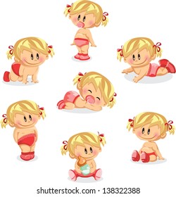 Vector illustration of baby girls