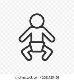 Vector illustration of baby icon in dark color and transparent background(png).