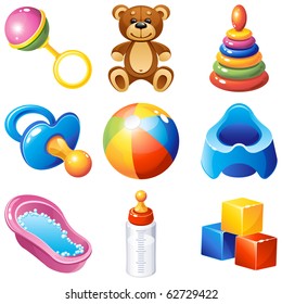 Vector illustration - baby icons set