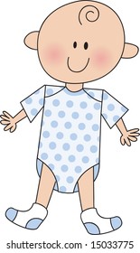 Vector Illustration of a baby (infant) in a polka-dot onesie