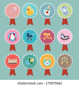 A vector illustration of baby items icon designs