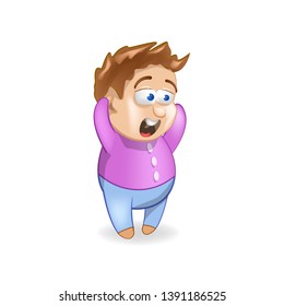 "Vector illustration of baby. Little boy character surprised and shok 
emotions
