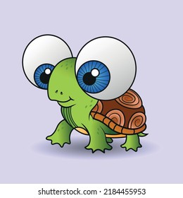 vector illustration. baby. little cute turtle. child. big eyes. animal. art. kid