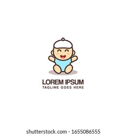 Vector Illustration Of baby logo with funny face, perfect for  child supplies products