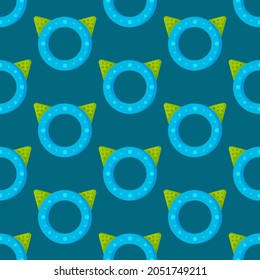 Vector illustration of baby nibbles pattern. Seamless illustration of baby toys. 