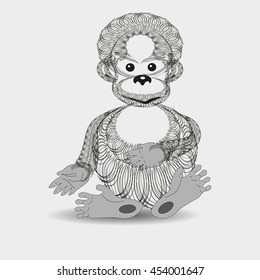 Vector illustration of baby orangutan graphics
Drawing abstract black and white graphics baby orangutan on a light background