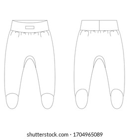 Vector illustration of baby pants. Front and back