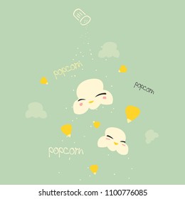 Vector Illustration Baby Popcorn Typography Fashion Design Kids T-shirt Graphic Vintage Colors