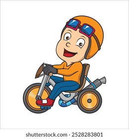 vector illustration of a baby riding a bicycle