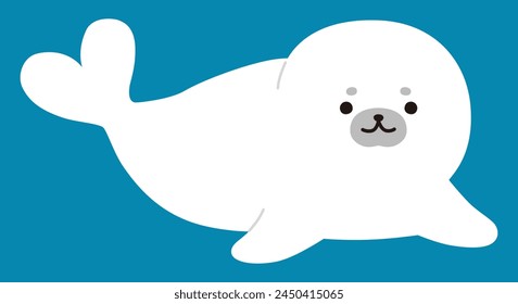 Vector illustration of baby seal. Icon, sea, aquarium