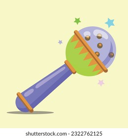 Vector illustration of a baby shaker musical instrument toy with a playful and colorful design, designed especially for babies to shake and make fun sounds.