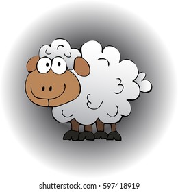 Vector illustration of baby sheep. Isolated cartoon animal