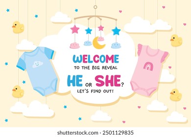 Vector illustration of baby shower banner invitation