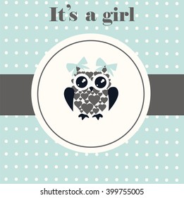 vector illustration of a baby shower card with owl