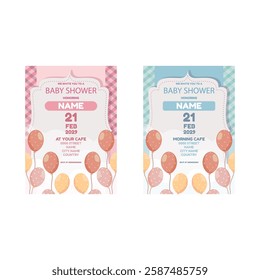 Vector illustration of baby shower flyer poster template design