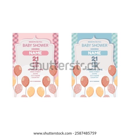 Vector illustration of baby shower flyer poster template design