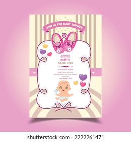 Vector Illustration of Baby Shower Invitation Flyer