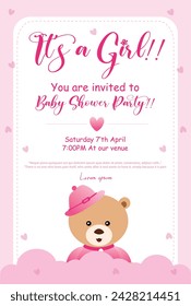 Vector illustration Baby Shower Invitation card editable post banner template