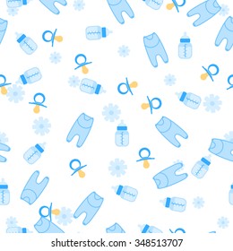 Vector illustration of baby shower seamless pattern for boy