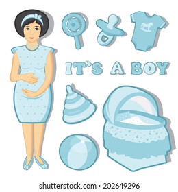 Vector illustration baby shower set