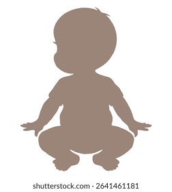 Vector illustration of baby silhouette in crawling and sitting positions, toddler movement poses, black infant figures collection for child development ...