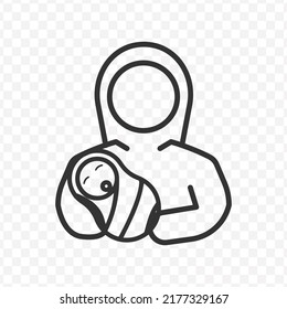 Vector illustration of baby sitter icon in dark color and transparent background(png).