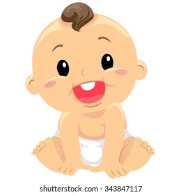 Vector Illustration of a Baby Sitting